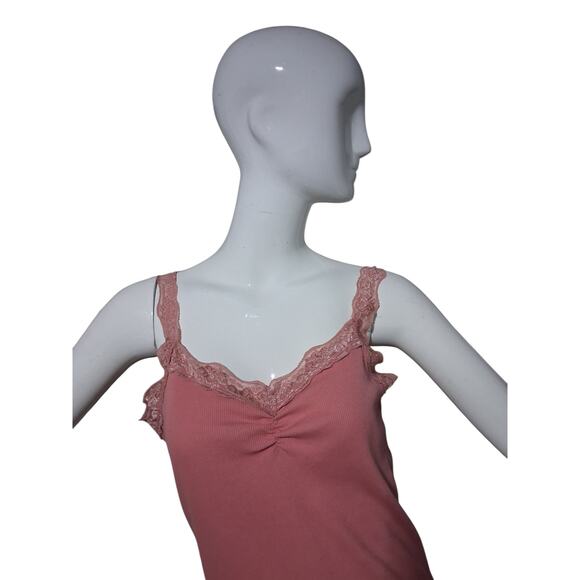 Y2K Cato Womens sz Medium Lace Romantic Grunge Coquette Dainty Ribbed Tank Top - Picture 6 of 14